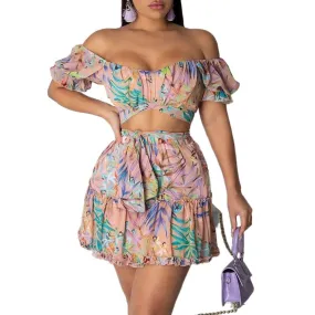 LovelyRLovely Lace-Up Floral Women's Two Piece Set