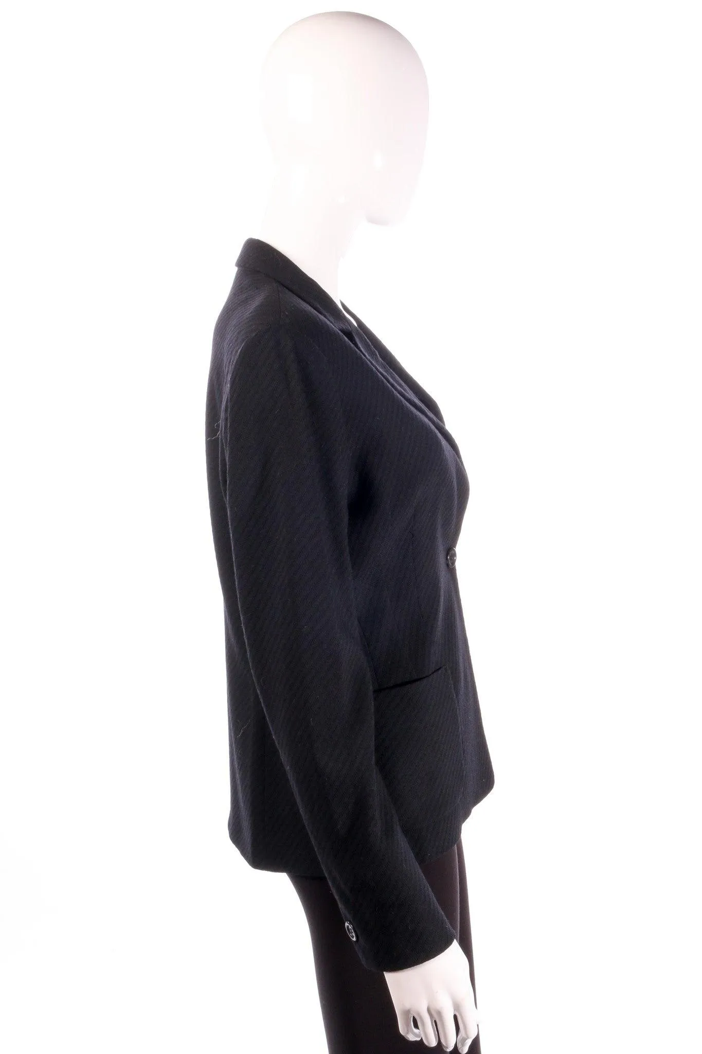 Marella Jacket Single Breasted Relaxed Cut Wool Black UK Size 14