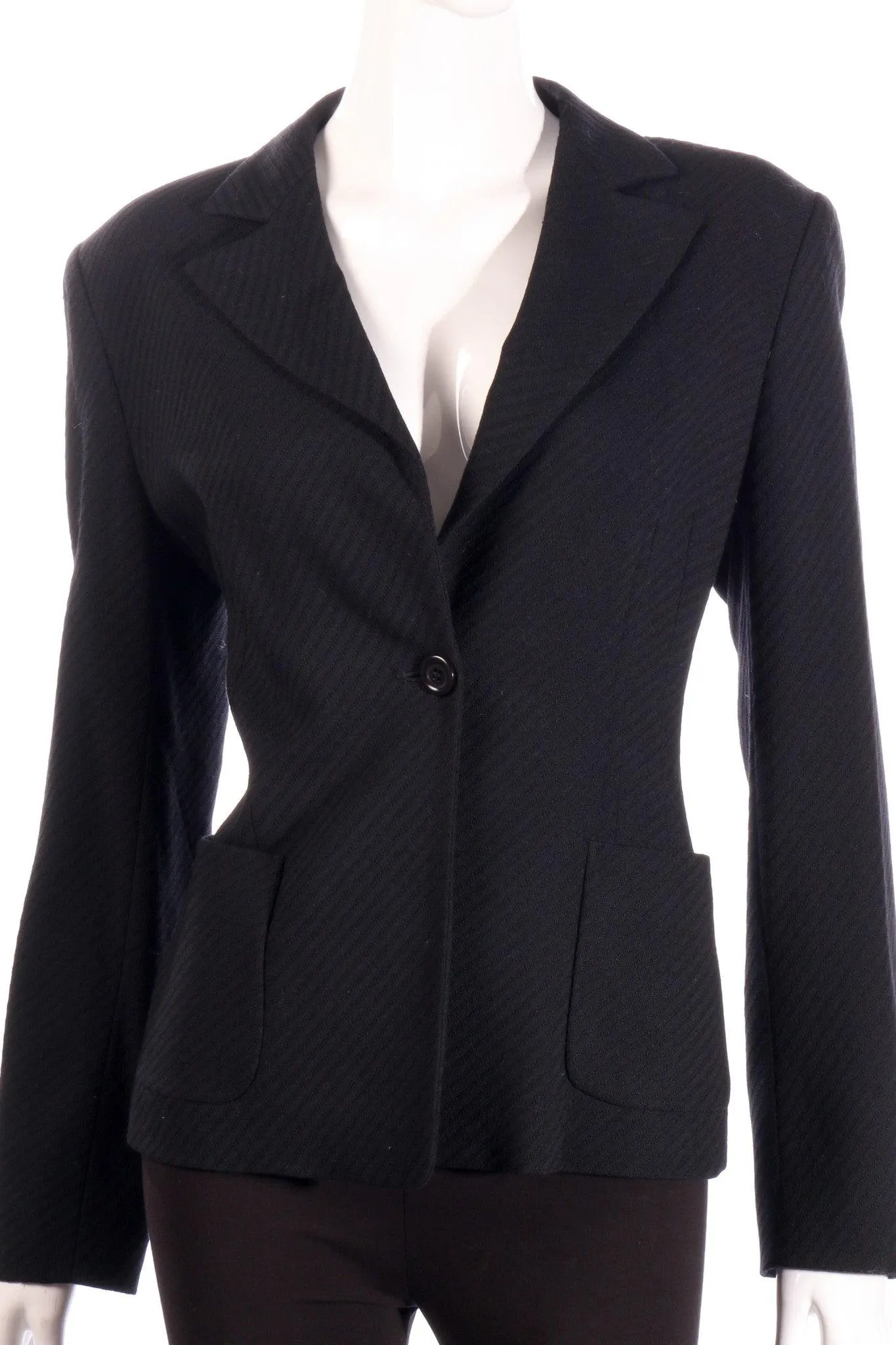 Marella Jacket Single Breasted Relaxed Cut Wool Black UK Size 14