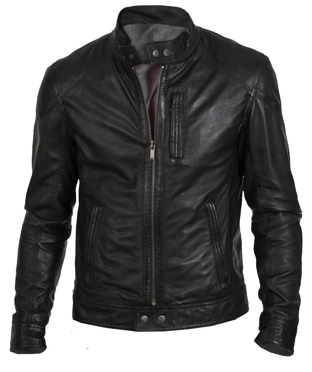 Men's Biker Hunt Black Motorcycle Leather Jacket