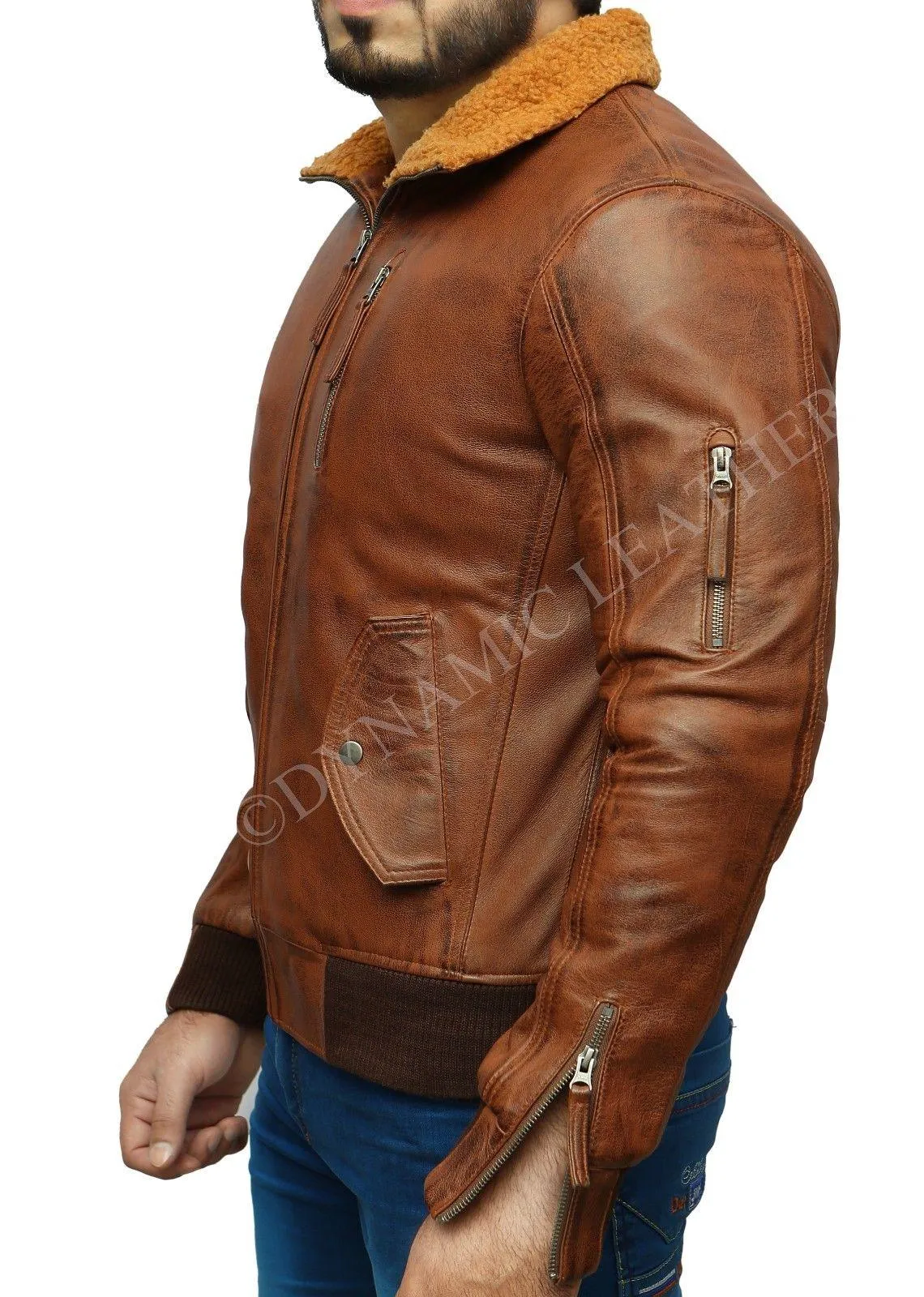 Mens Biker Retro Brown Detach Hooded Fur Real Leather Bomber Motorcycle Jacket