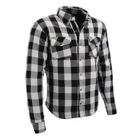 Milwaukee Leather MPM1633 Men's Plaid Flannel Biker Shirt with CE Approved Armor - Reinforced w/ Aramid Fiber