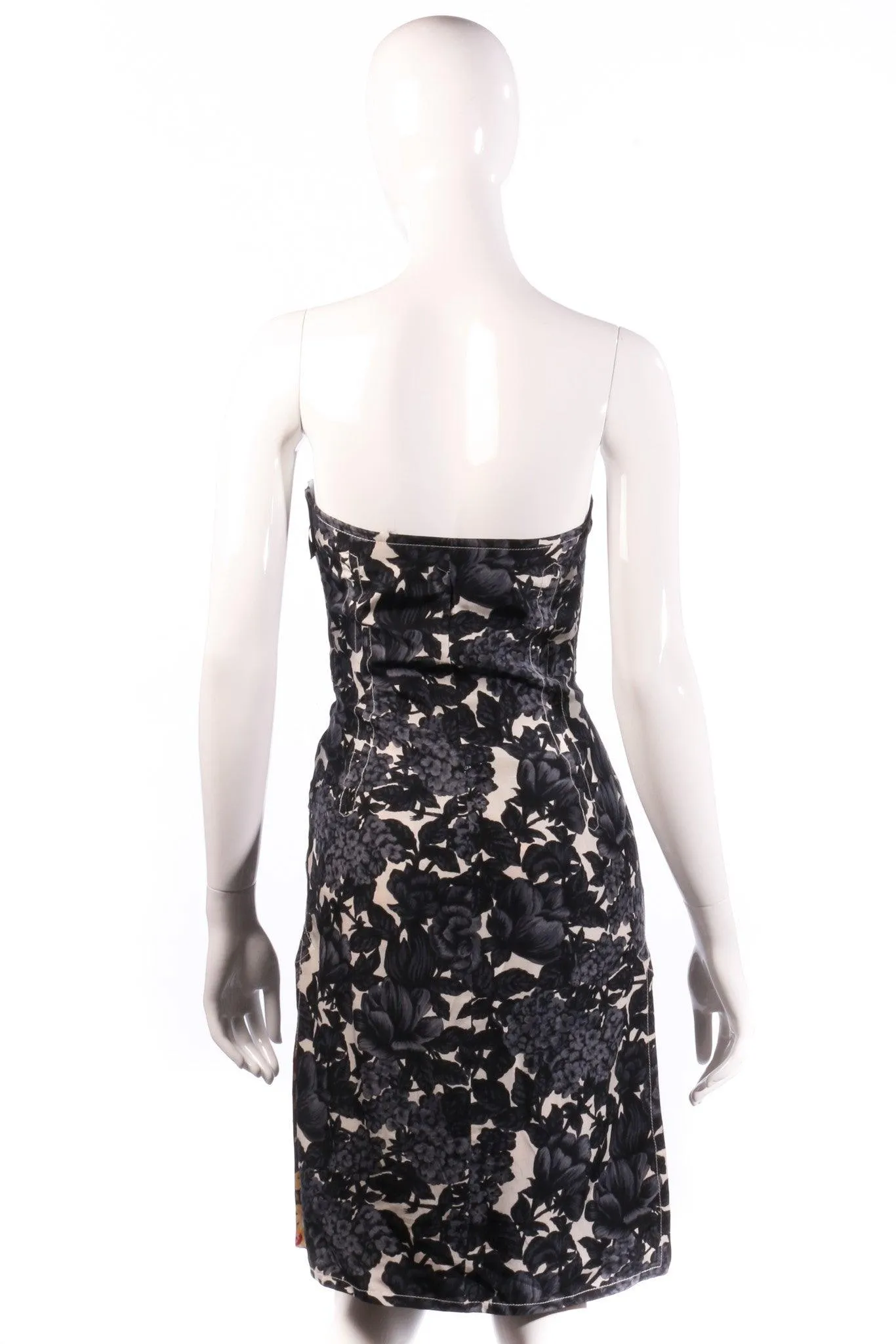 Paul Smith Blue Label Dress 100% Silk Black and White Floral Size 40 UK12