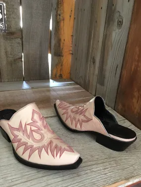 "A Stitch In Time " Ivory &  Pink Stitch  Tres Outlaws Mule 1707