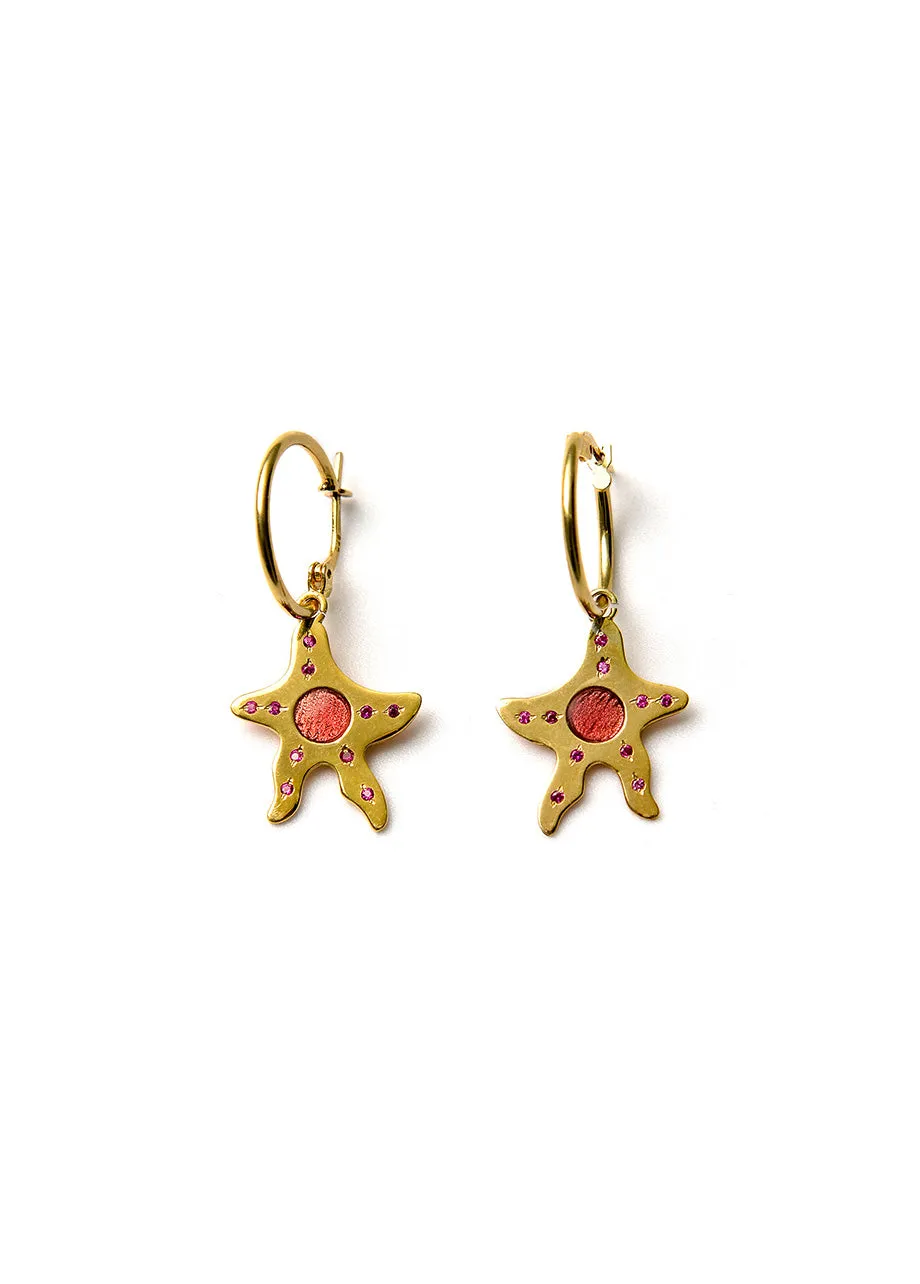 RUBY STAR DROP EARRINGS