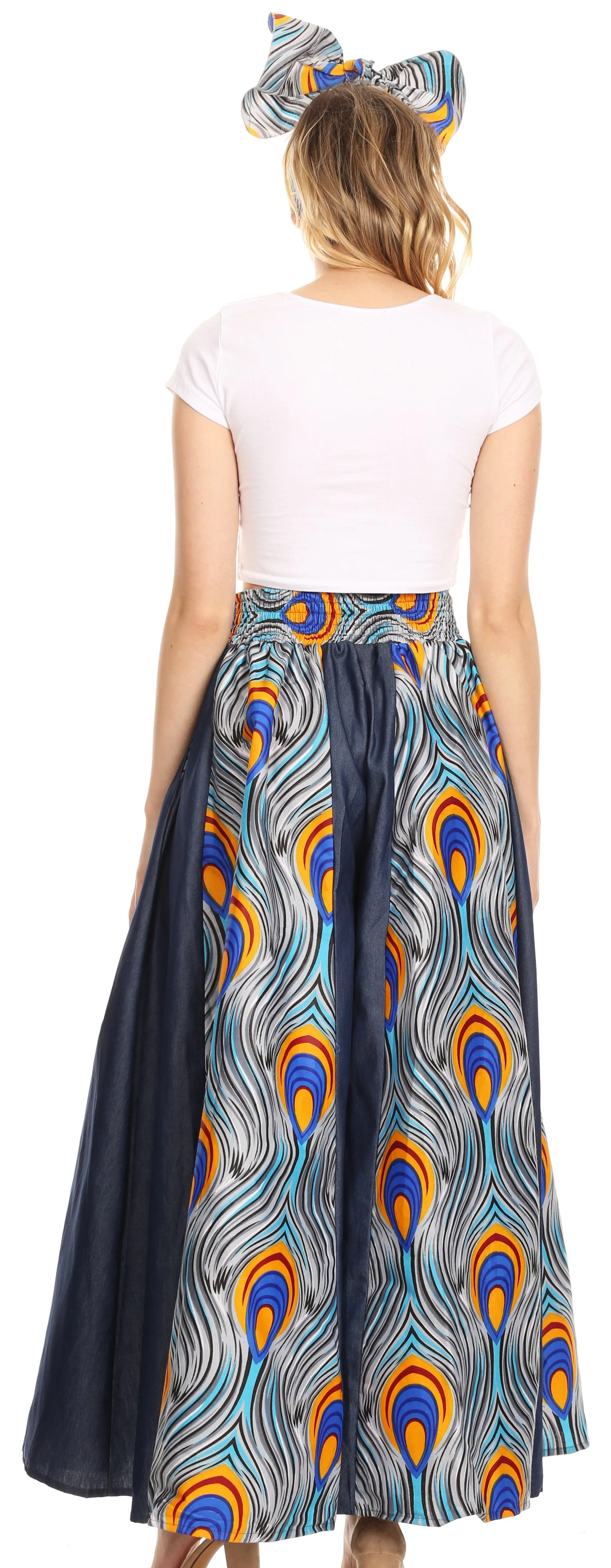 Sakkas Amarella Women's African Print Wide Leg Pants w/Pockets and Elastic Waist