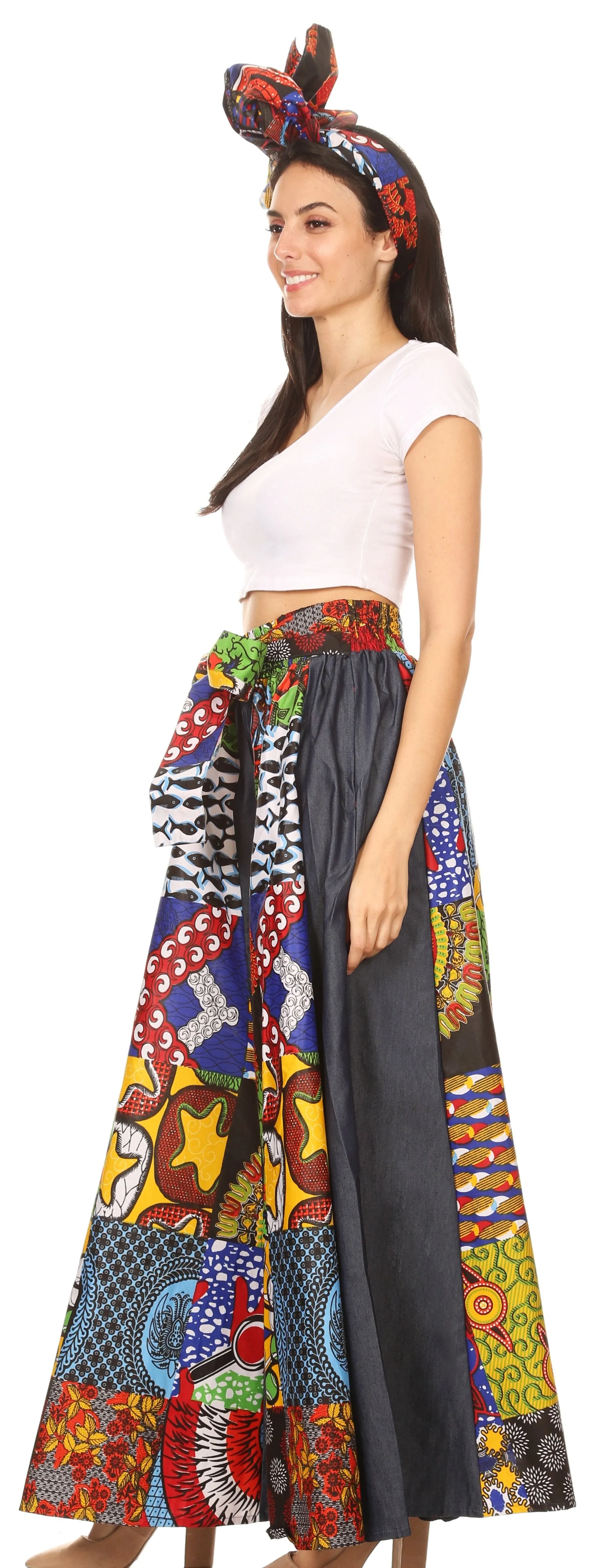 Sakkas Amarella Women's African Print Wide Leg Pants w/Pockets and Elastic Waist