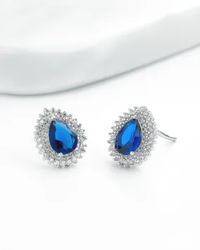 Zircon Oval Blue (03) Earring